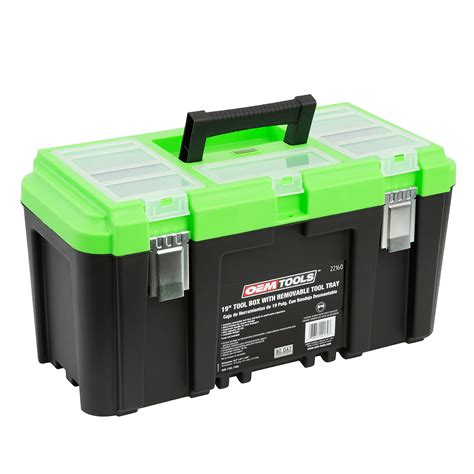 19 inch metal tool box|tool box with removable tray.